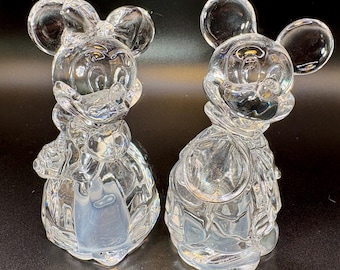 Lenox Mickey and Minnie Crystal  Salt and Pepper Shakers