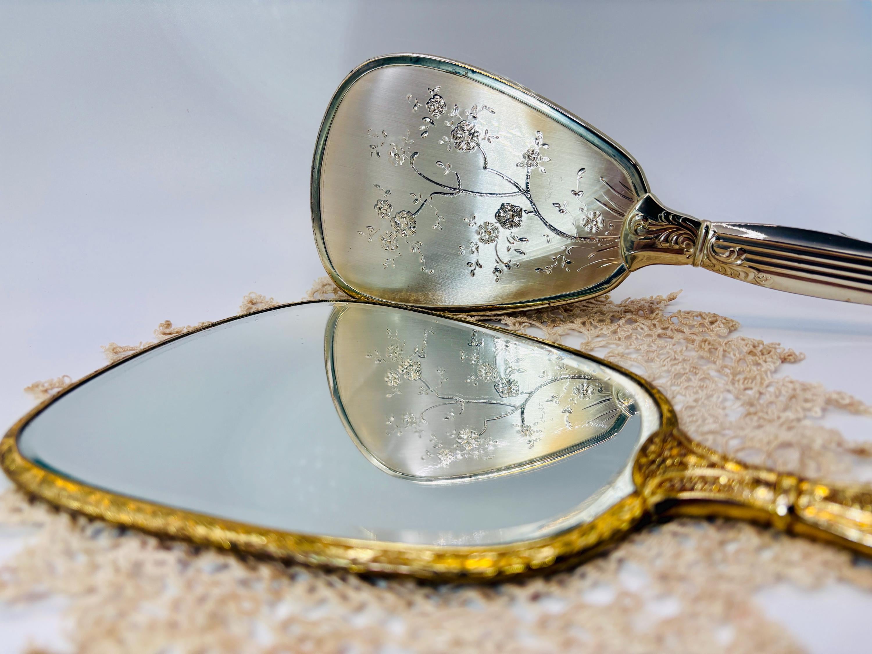 Vintage Gold Brush and Mirror Set - Etsy display picture 1