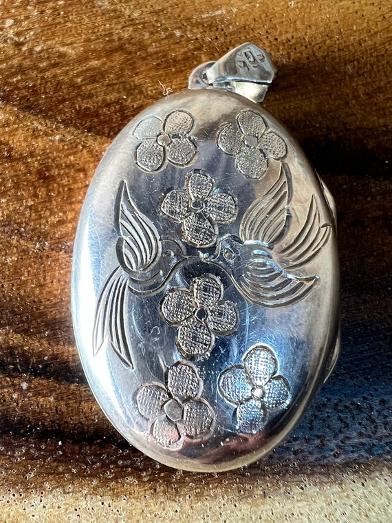 Antique Silver Dove Locket