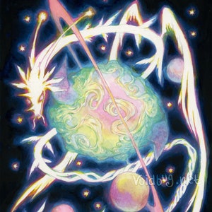 Space Dragon - Planet Cosmic Wyrm Fantasy print - 8x10 fine art print