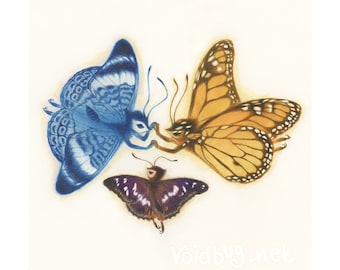 Fairy Family | cute nature butterfly monarch sprite illustration | Fairytale dreamy print | 9x9 inches |