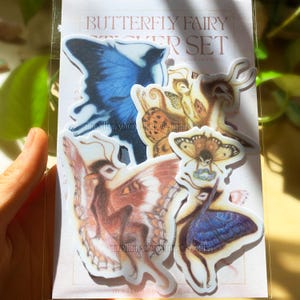 Butterfly Fairy Sticker Set of 4 | waterproof vinyl 3 inch vintage fantasy stickers