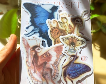Butterfly Fairy Sticker Set of 4 | waterproof vinyl 3 inch vintage fantasy stickers