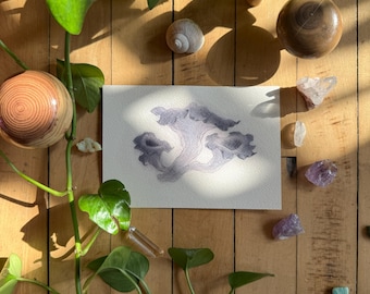 Black Trumpet | ORIGINAL PAINTING | Ooak Watercolor Mushroom Art |