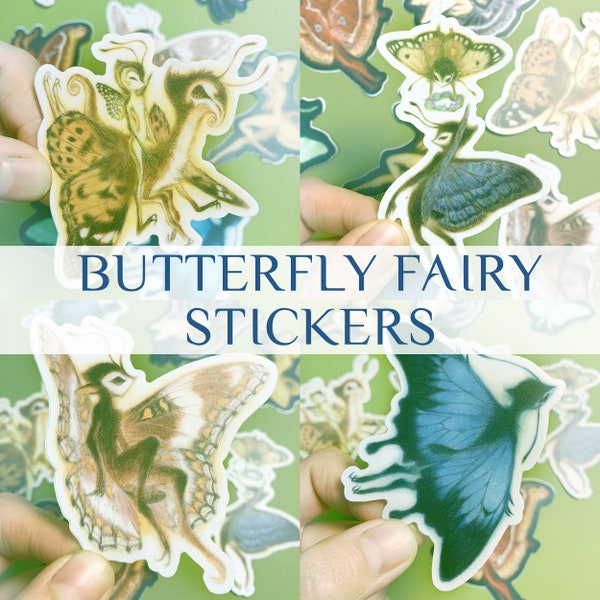 Butterfly Fairy Stickers | waterproof vinyl insect bug sprite 3 inch vintage retro sticker |