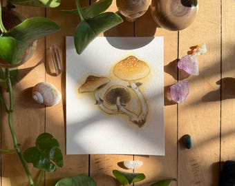 Cubensis Mushroom | ORIGINAL PAINTING | Ooak Watercolor Mushroom Art |