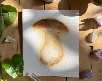 King Bolete | ORIGINAL PAINTING | Ooak Watercolor Mushroom Art |