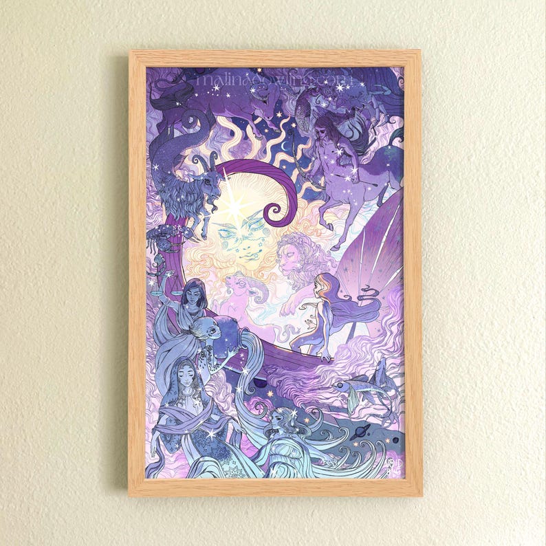 Zodiac | Astrology fantasy constellation celestial sun illustration | fine art print | 11x17 inches | image 2
