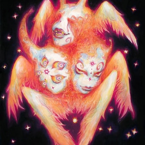 Cherub Print | seraph painting | biblically accurate angel art print | 11x14 |