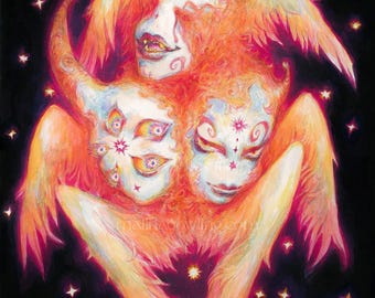Cherub Print | seraph painting | biblically accurate angel art print | 11x14 |