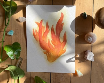 Poison Fire Coral | ORIGINAL PAINTING | Ooak Watercolor Mushroom Art |