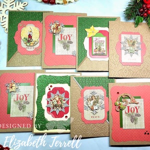 8 tarjetas de felicitación navideñas victorianas vintage con franqueo de Papá Noel, cartón para fiestas, vela con ángel de Papá Noel, tarjetas hechas a mano de Stampin Up