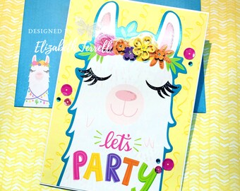 2 Birthday Card Kit Llama Alpaca Stampin Up Confetti stamp Party Handmade Card Kit Hand DIY