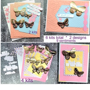 6 vlinder 3D Stampin' Up-kaartensets DSP goudfolie bloemen Miss You Beautiful Thank You Bashful Blue reliëf handgemaakt handgestempeld DIY