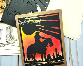 Sunset Cowboy Wild West Stampin' Up Card Kit 4 Birthday Thinking of You Father's Day Masculine Horse Cowboy handmade Diy Retirement
