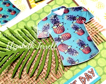 Stampin' Up Card Kit 2x Hawaiian Shirt Happy Father's Day Birthday Retirement Masculine Aloha Handmade Card Kit Hand Stamped DIY