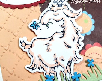 Zestaw 3 Stampin' Up Way To Goat Birthday Cake Get Well Thank You ŚMIESZNY Tłoczony ręcznie robiony zestaw kartek Stemplowany ręcznie DIY