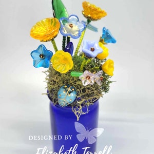 Bouquet de fleurs en cristal pour toujours, Mini 5" vintage Vase bouteille antique Fête des mères, anniversaire, carte de voeux, cadeau de demoiselle d'honneur de mariage