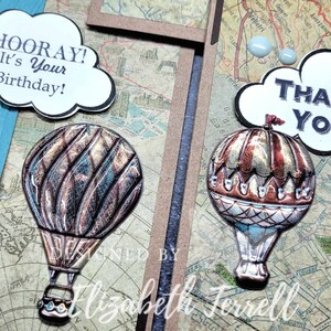 Kit de 6 tarjetas Globo aerostático Stampin Up Cumpleaños Masculino Gracias Día del Padre Avión Viaje Soltero hecho a mano Jubilación DIY