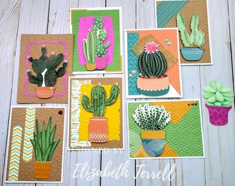 Stampin Up Tattered Torn Deckled Rectangle Die Set 6 Succulent Card Embellishments Thinlits Hand Stamped DIY Animal Kitten Rescue C & D