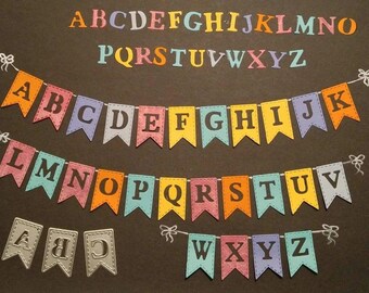 Alphabet Banner Stitched Metal Die Cut Set Christmas holiday STAMPIN UP DSP Valentine Birthday Holiday Easter Baby Wedding