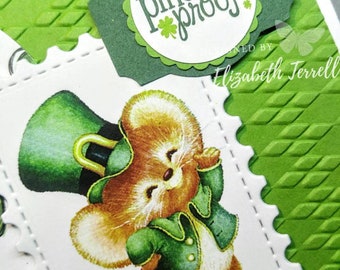 4 St. Patrick's Day Card Kit Mouse Leprechaun Shamrock Pinch Proof Stampin Up Stitched Postage Handmade Card Kit Hand DIY