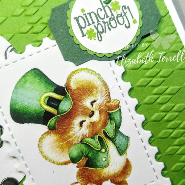 4 St. Patrick's Day Card Kit Mouse Leprechaun Shamrock Pinch Proof Stampin Up Stitched Postage Handmade Card Kit Hand DIY