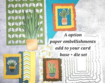 Stampin Up Tattered Torn Deckled Rectangle Die Set 6 Succulent Card Embellishments Thinlits Hand Stamped DIY Animal Kitten Rescue A & B