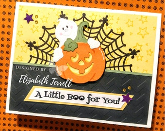 3 HALLOWEEN Stampin Up Card Kit Cute Cutest Ghost Pumpkin Spider Web doilies doily BOO Hand Stamped DIY