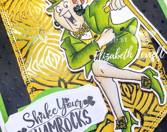 4 St. Patrick's Card Kit Shake Your Shamrocks Leprechaun Irish Humorous Funny Shamrock Pinch Proof Stampin Up Handmade Card Kit Hand DIY