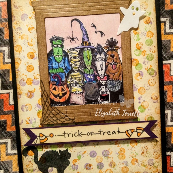 HALLOWEEN 4 Stampin Up Card Kit Tableau of Terror Witch Mummy Dracula Pumpkin Card Kit Hand Stamped DIY