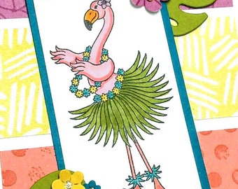 4  Stampin&#39; Up Tickled Pink Flamingo Card Kit Hawaii Hula Luau Friendship Summer Sun flower Hawaiian Island Tropical Hand Stamped DIY Love