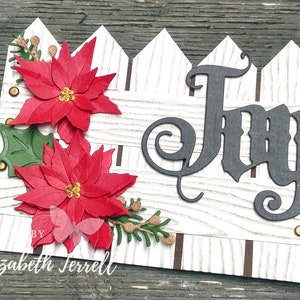 Kit de tarjeta Stampin Up Rustic Joy Fence Poinsettia Vintage Christmas Holiday Wood Kit de tarjeta hecho a mano Kit de rescate de animales con gatito estampado a mano DIY