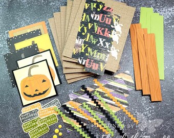 DIY Card Kit HALLOWEEN Folk Primitive Pumpkin Stampin Up 6 KITS Cute Pumpkin Stamped Greeting Card, Pumpkin Ghost