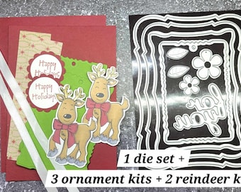 Dies Stampin Up Reindeer Santa Ornament For You Ornate Frame Flowers Christmas Card kits Thinlits Hand Stamped DIY Animal Kitten Rescue