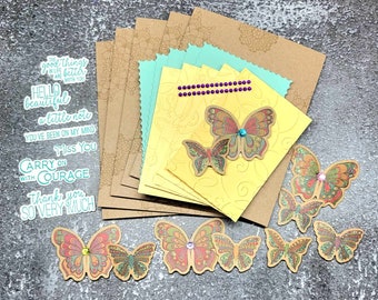 5 Butterfly 3D Stampin' Up Card kits You Beautiful Thank You Courage Happy Mail Embossed handmade Hand Stamped DIY Kitten Animal Rescue
