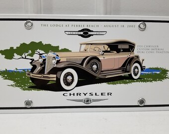 Chrysler Pebble Beach Concours D'Elegance License Plate 2002 - Collectible Plate - American Arrow - Don Sommer Production