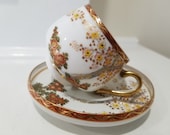 Antique Nippon - Ryozan Meiji Period Satsuma - Hand Painted Porcelain - Teacup and Saucer - 1891