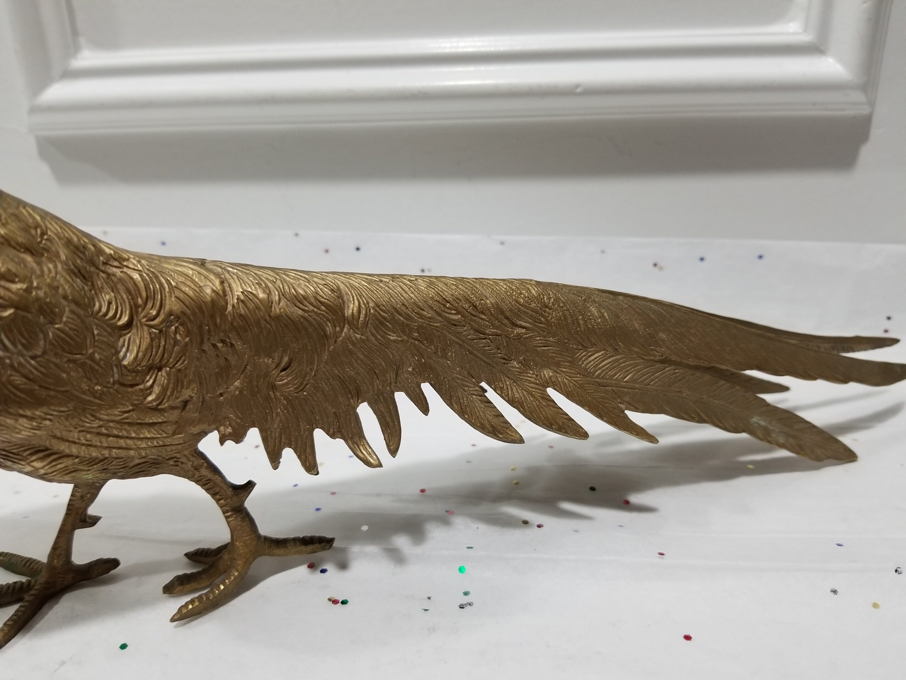 Golden Metal Pheasant Decor Peacock Figurine Metal Art Etsy UK