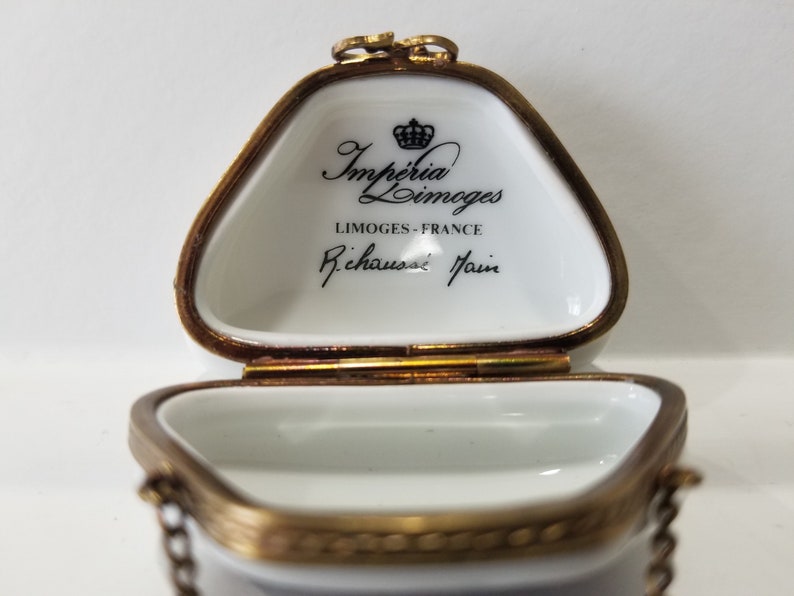 Bronze Clasp Antique Limoges France Porcelain Hand Painted Purse