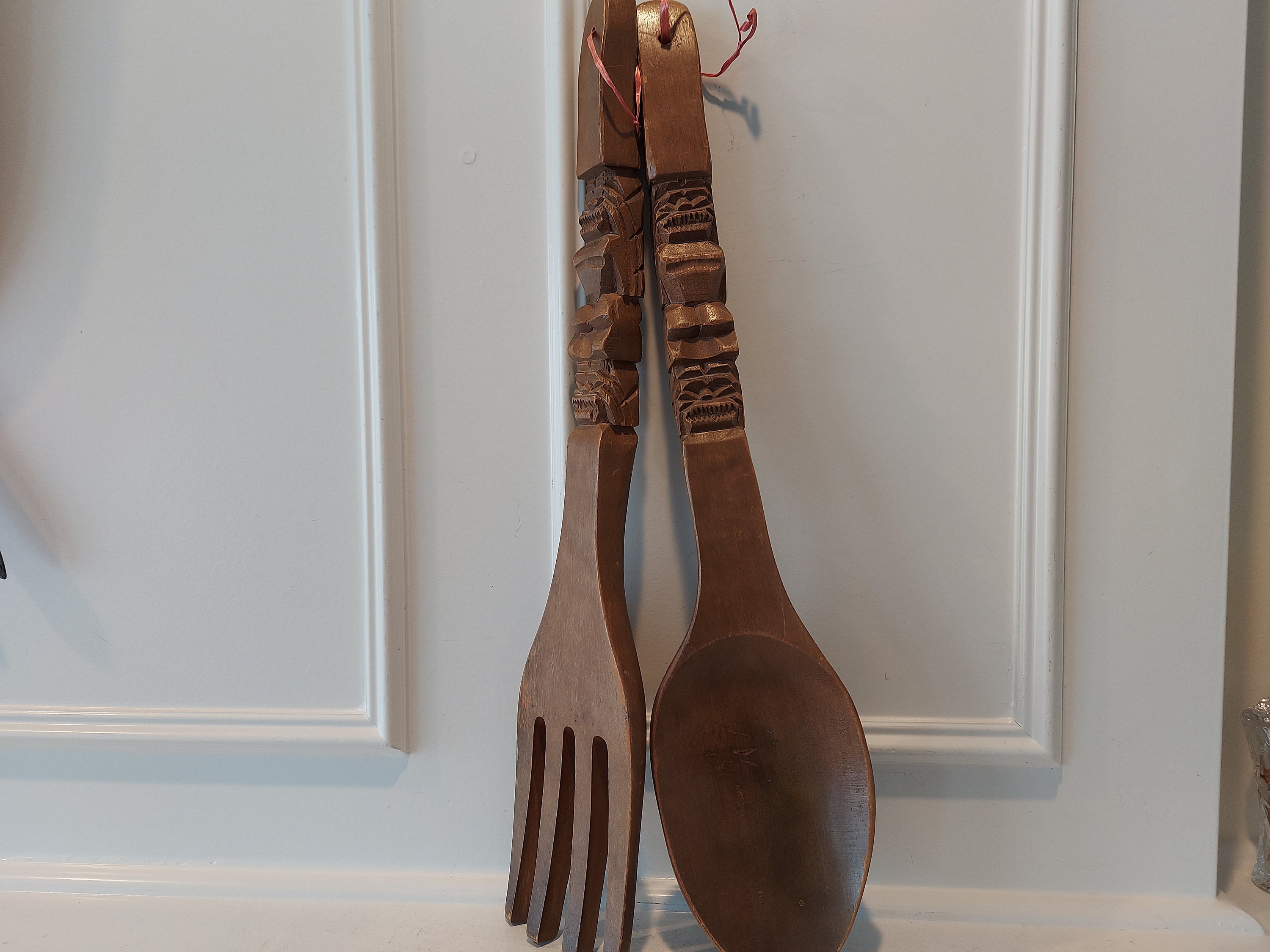 Wooden fork and cheap spoon wall decor