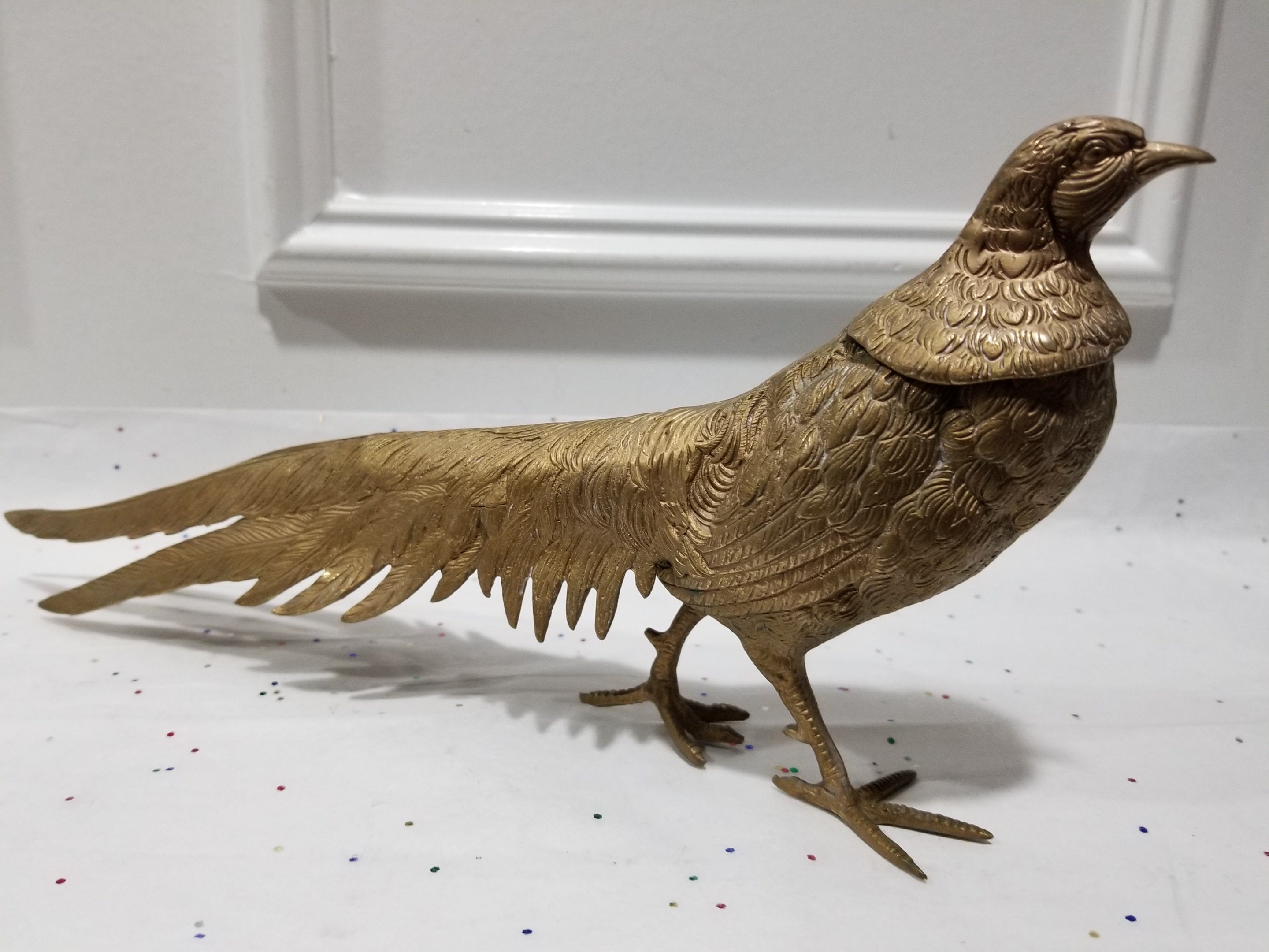 Golden Metal Pheasant Decor Peacock Figurine Metal Art Etsy UK