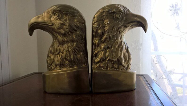Genuine Solid Brass Eagle Bookends Handcrafted Etsy