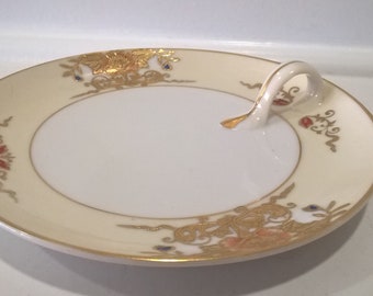 Assiette de citron Nippon peinte à la main antique - Noritake/Morimura - Design avec des accents dorés