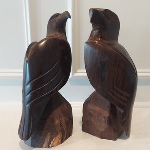 Eagle Iron Wood Sculptures - Carved Iron Wood - Set of 2 Wood Sculptures