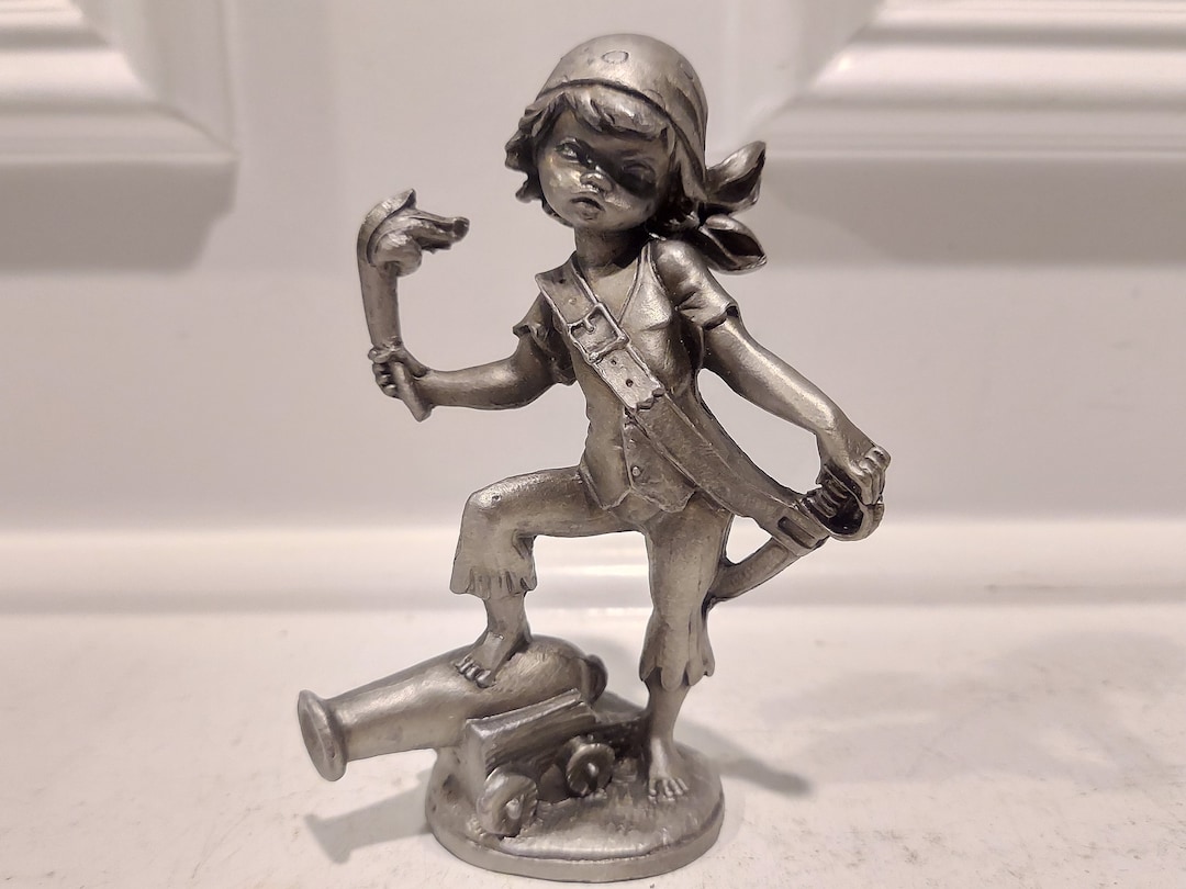 Simonelli Pewter Figurine Pewter Child With a Cannon High Level of