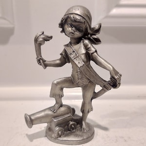 Simonelli Pewter Figurine - Pewter Child with a Cannon - High Level of Details