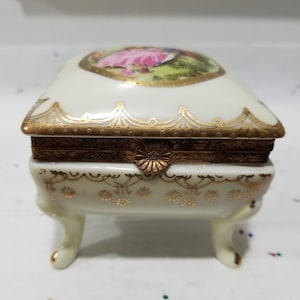 Collectible Jewelry Box - Porcelain and Brass - Made in Japan