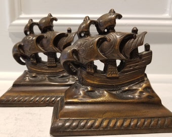 Bronze Ships Bookends Home and Living Decor - Made in USA