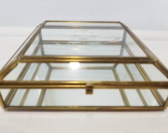 Stained Glass Jewelry Box - Beveled Glass - Ship Decor - Handcrafted